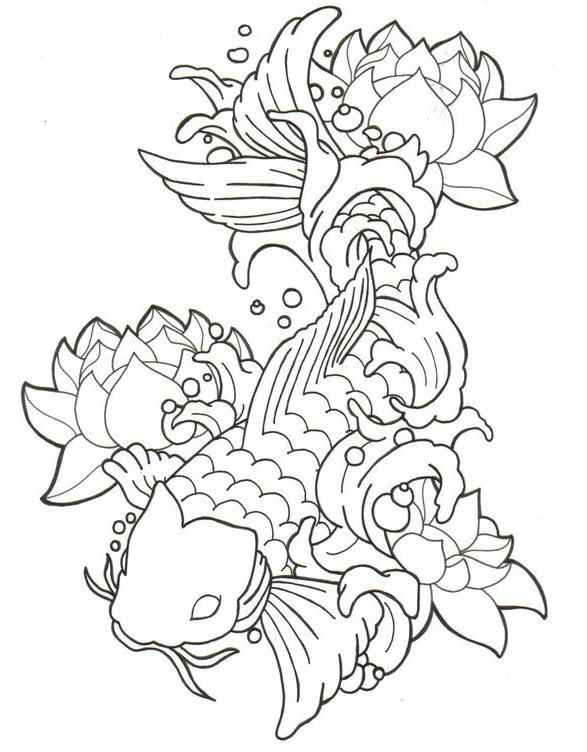 Koi Line Drawing at GetDrawings | Free download