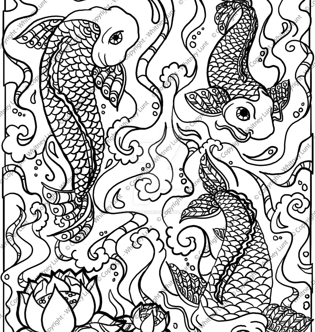 1024x1080 Koi Fish Coloring Pages To Print Free For Page Printable General