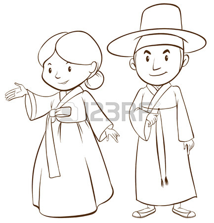 433x450 Illustration Of A Couple Of Korean People Royalty Free Cliparts