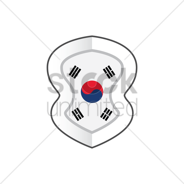 600x600 Korean Flag Label Vector Image