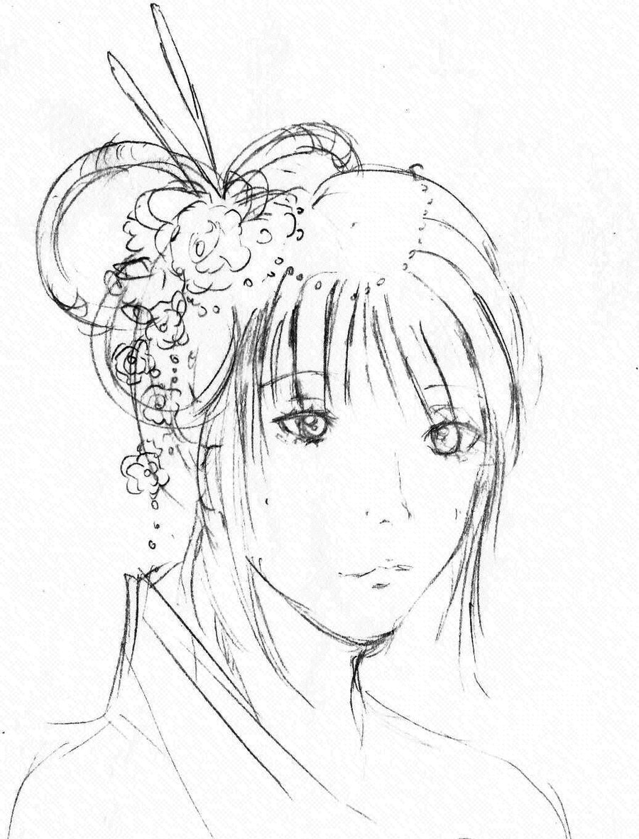 900x1182 Asian Girl Sketch By Star Stickies