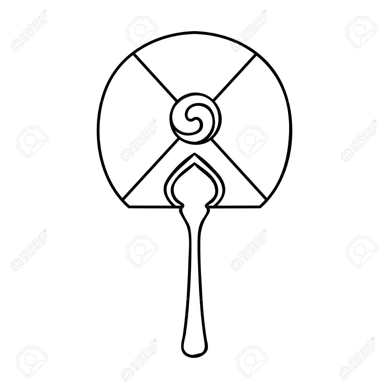 1300x1300 Korean Hand Fan Icon In Outline Style Isolated On White Background