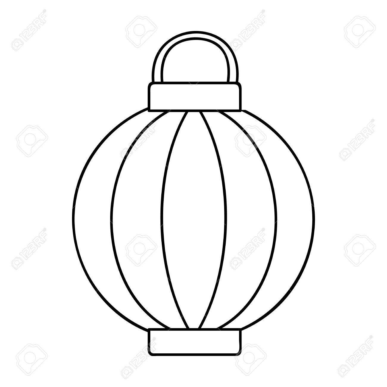 1300x1300 Korean Lantern Icon In Outline Style Isolated On White Background