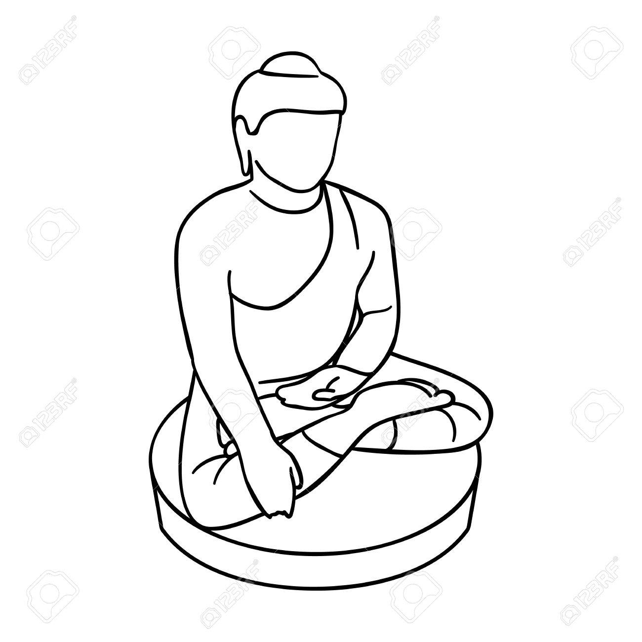 1300x1300 Sitting Buddha Icon In Outline Style Isolated On White Background