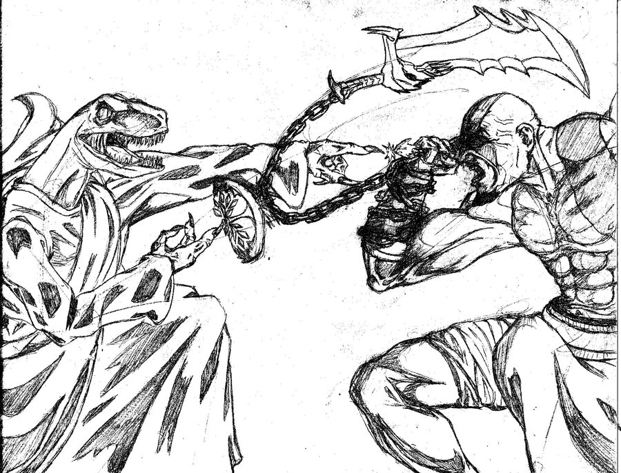 900x686 Raptor Jesus Vs. Kratos By Deth2112