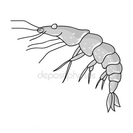 450x450 Shrimp Icon In Monochrome Style Isolated On White Background. Sea