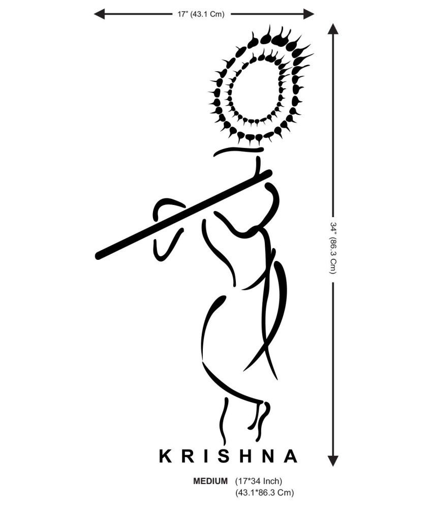 850x995 Wallskart Krishna Fine Line Art Vinyl Wall Stickers