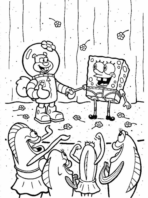 600x800 Spongebob Are With Sandy In Krusty Krab Coloring Page Color Luna