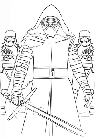 333x480 Kylo Ren Force Awakens Free Coloring Page Adults, Kids, Movies