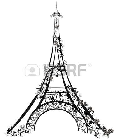 373x450 Tower Eiffel With Paris Lettering Illustration Royalty Free