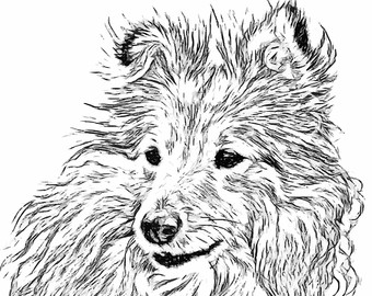 340x270 Dog Line Drawing Etsy