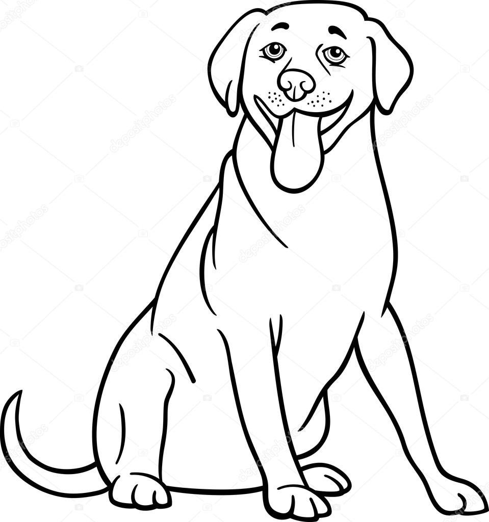 959x1024 Labrador Retriever Dog Cartoon For Coloring Stock Vector