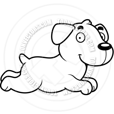 460x460 Cartoon Labrador Retriever Dog Running (Black And White Line Art