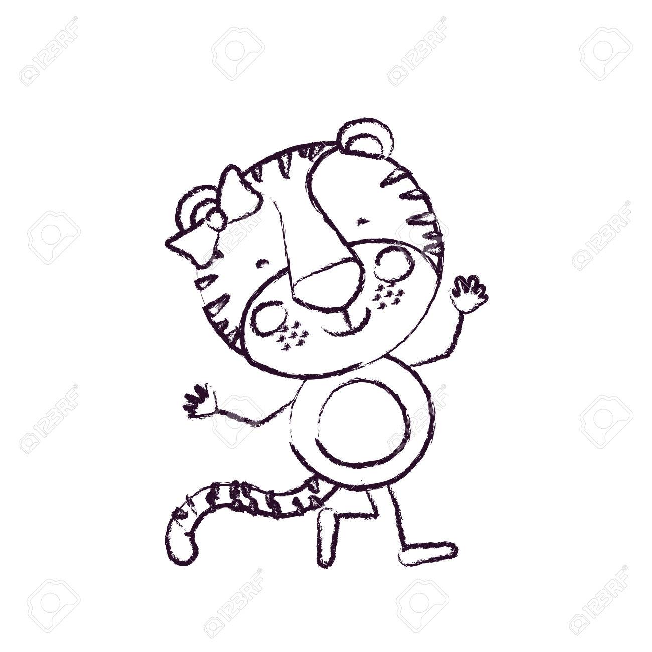 1300x1300 Blurred Sketch Contour Caricature Of Cute Expression Female