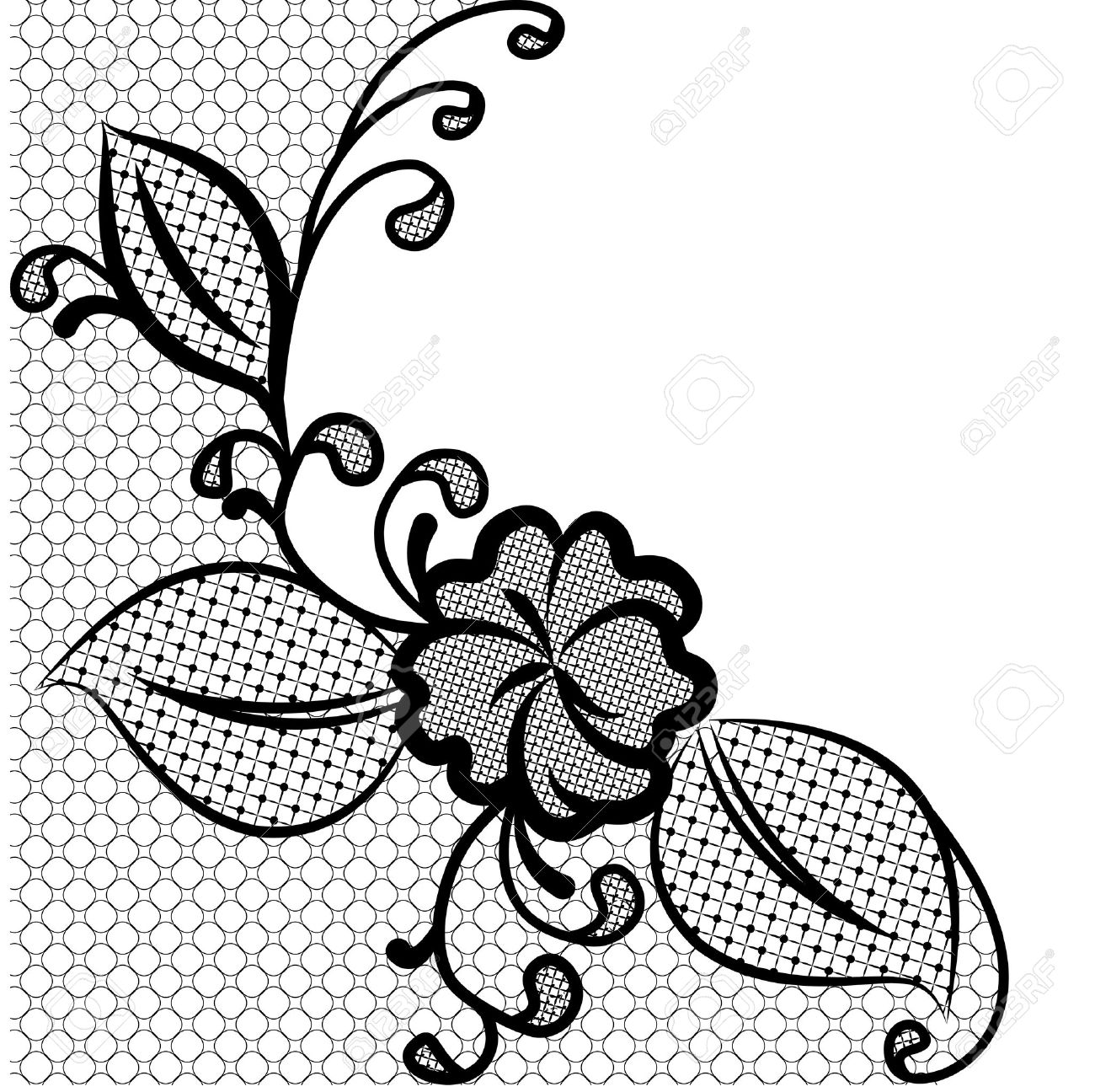 1300x1296 Lace Corner Black And White Background With Space For Text Can