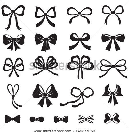 450x470 Stock Vector Black And White Silhouette Image Of Bow Set 145277053