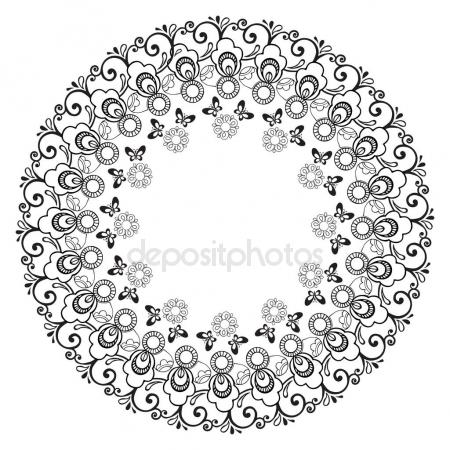 450x450 Hand Drawing Indian Lace Mandala. Coloring Pages For Kids