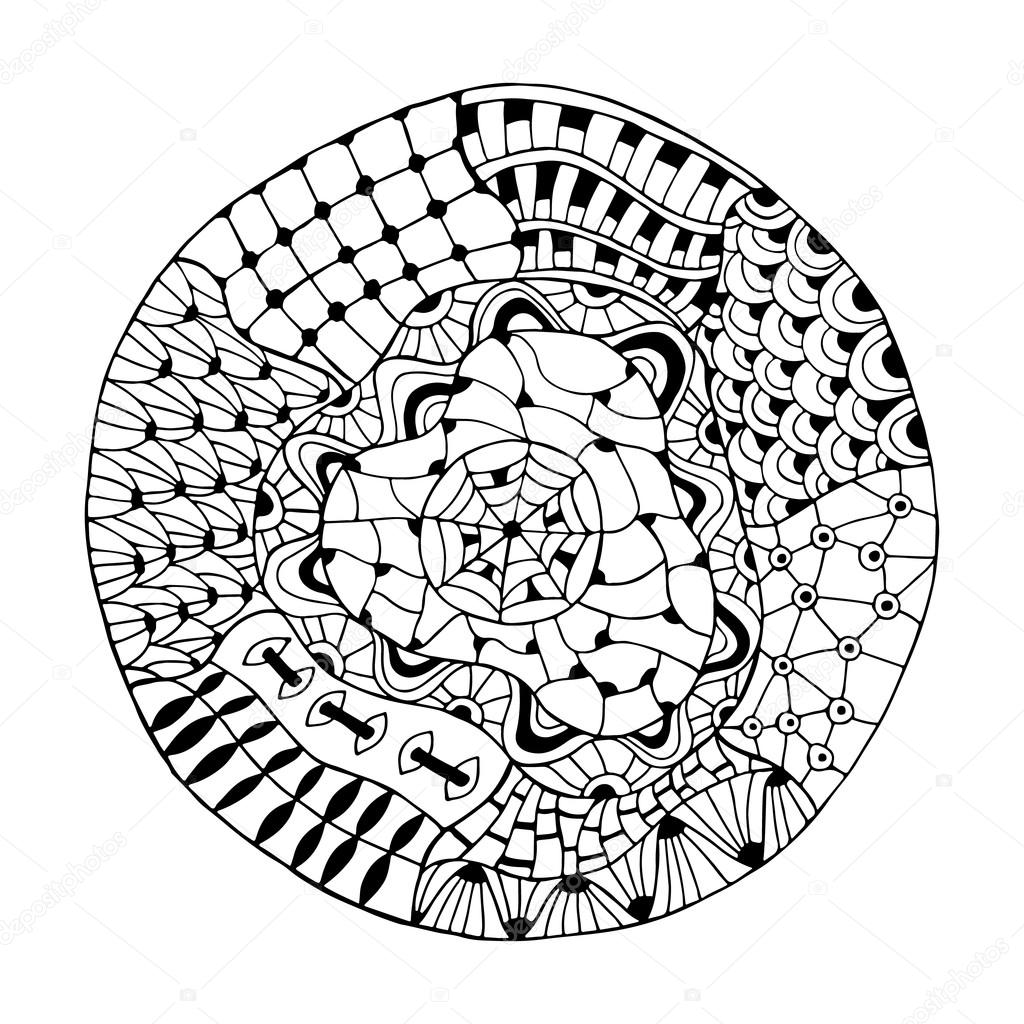 1024x1024 Hand Drawn Round Lace Ornament Stock Vector Maroshka