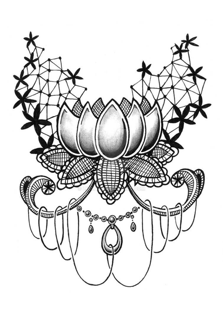 755x1057 Lace Lotus By Leelab On Drawing=tattoo