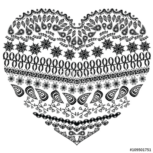 500x500 Tribal Entangle Aztec Heart Shape With Floral Elements In Hand