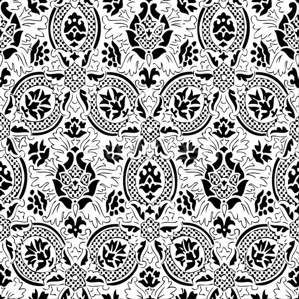 600x600 White And Black Seamless Abstract Hand Drawn Floral Pattern