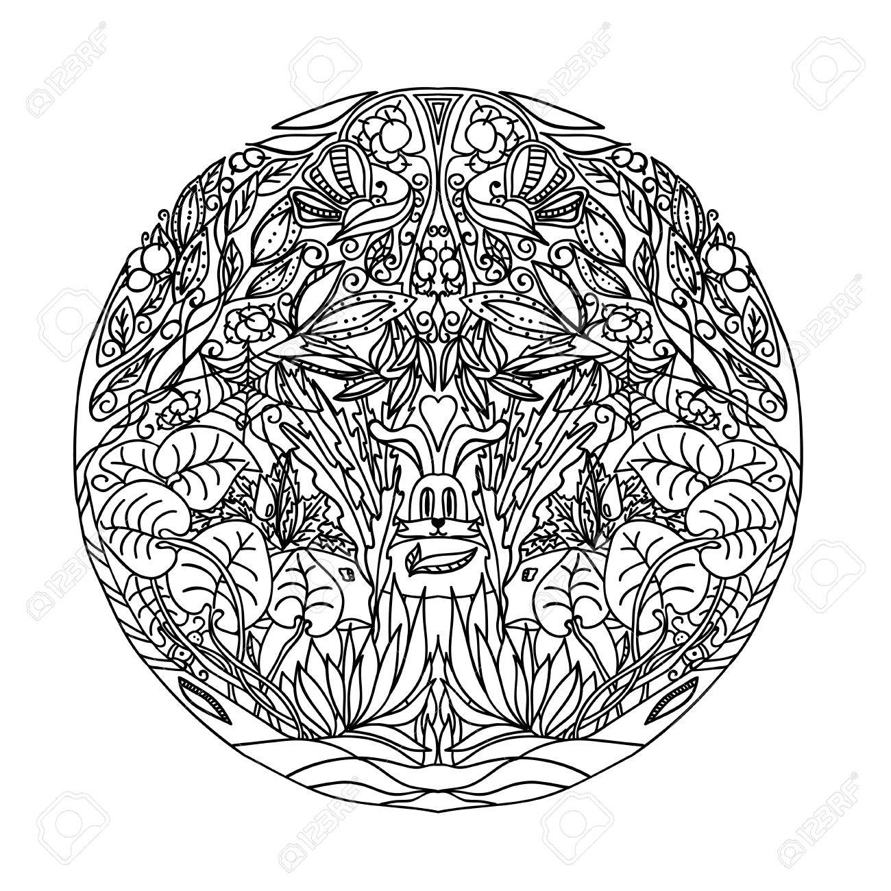 1300x1300 Black And White Circle Ornament Wild Forest, Ornamental Round