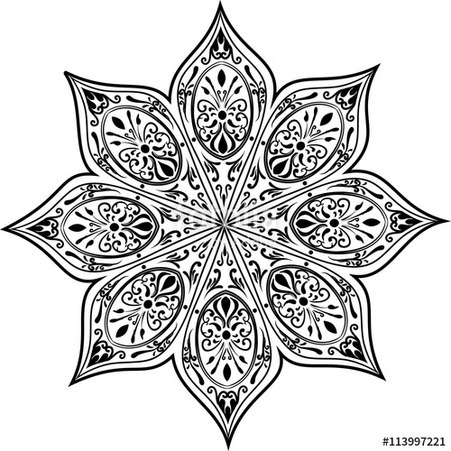 500x500 Drawing Of A Abstract Vector With Floral Round Lace Mandala