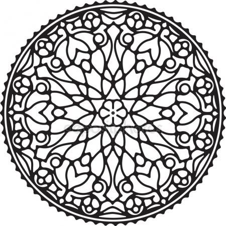 450x450 Circle Background. Ornamental Decorative Drawing. Vector Artwork