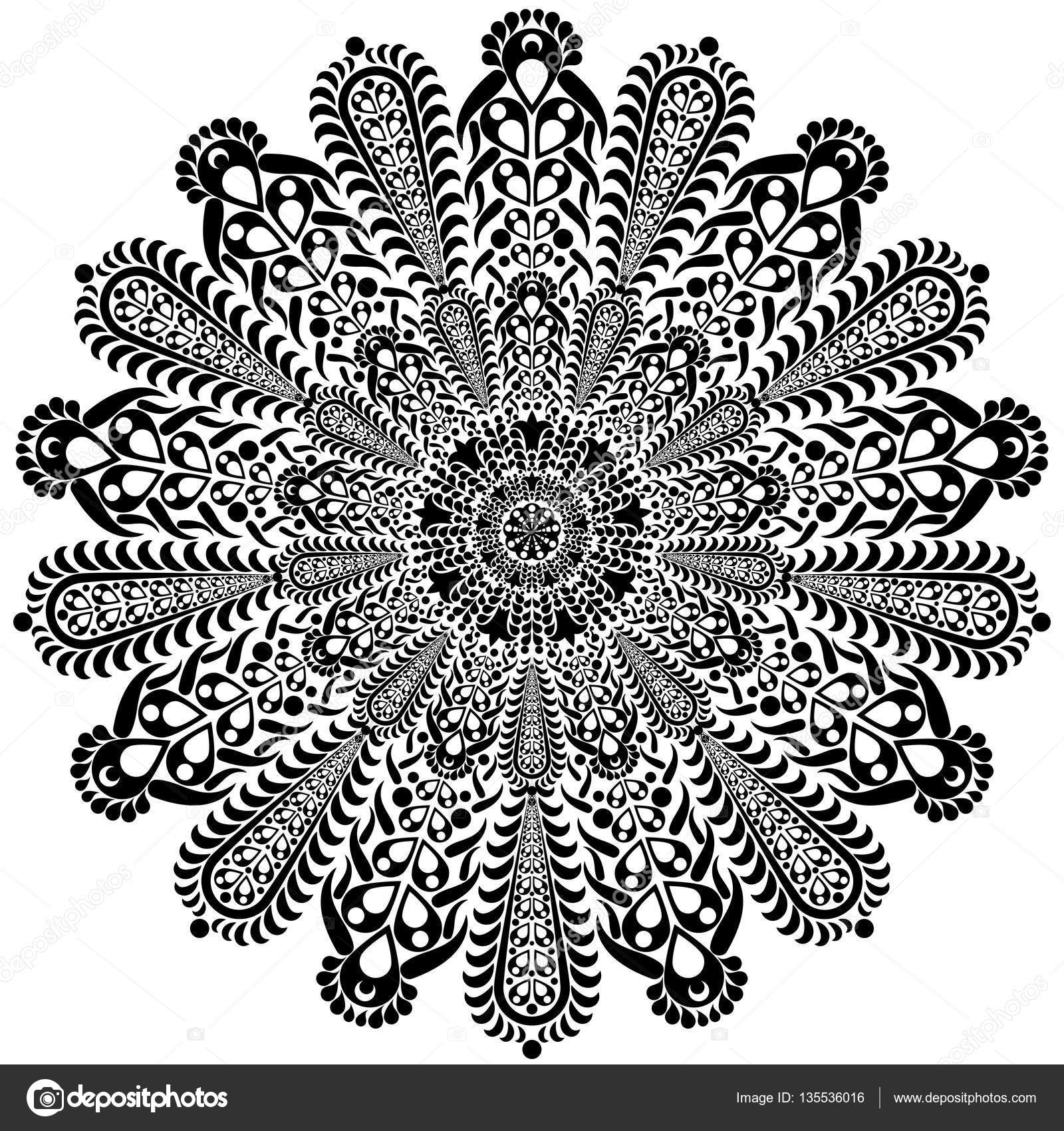 1600x1700 Black And White Round Circle Lace Pattern Mandala. Vector