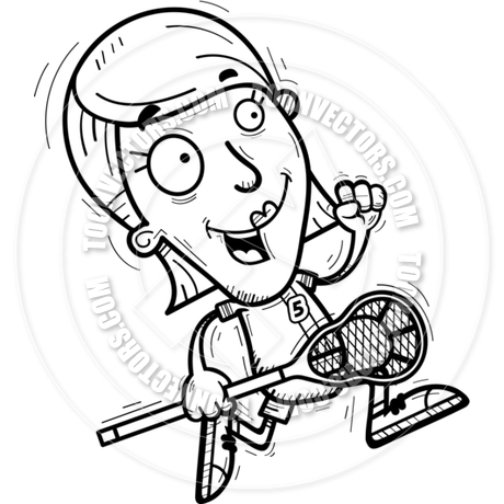 460x460 Cartoon Lacrosse Player Running (Black Amp White Line Art) By Cory