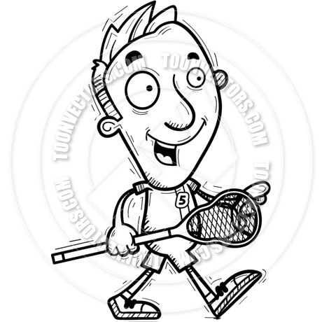 460x460 Cartoon Lacrosse Player Walking (Black Amp White Line Art) By Cory
