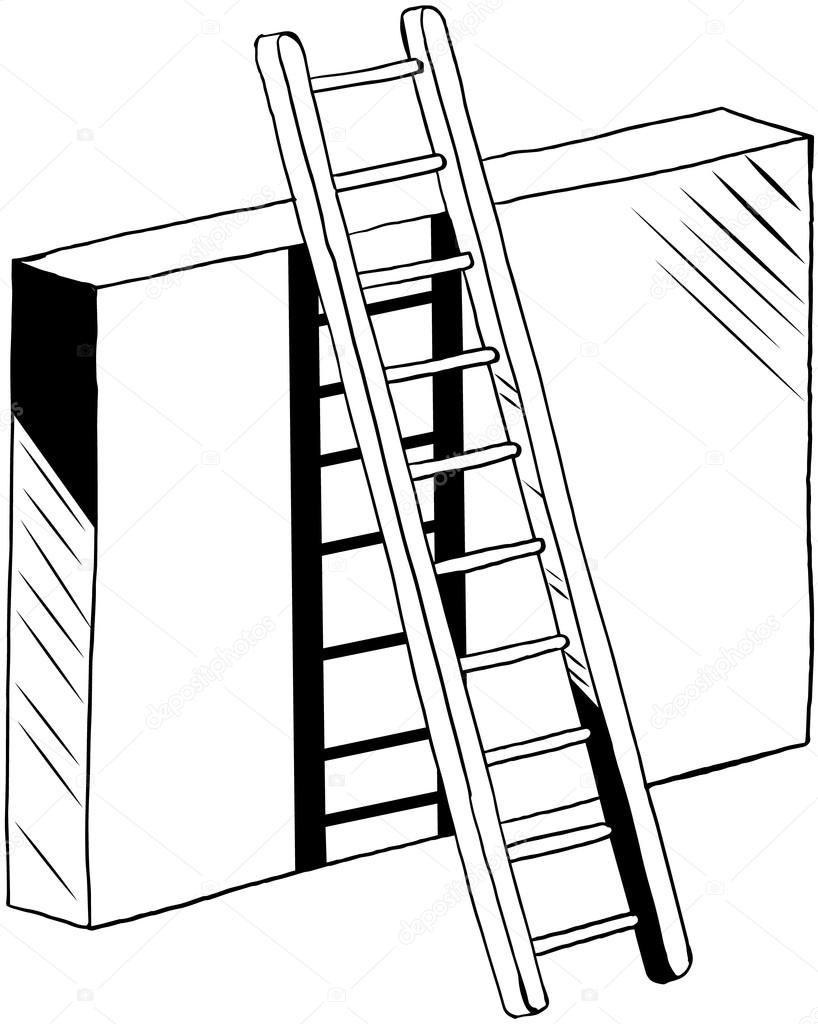818x1024 Ladder Leaning Against A Wall Stock Vector Businessdoodles