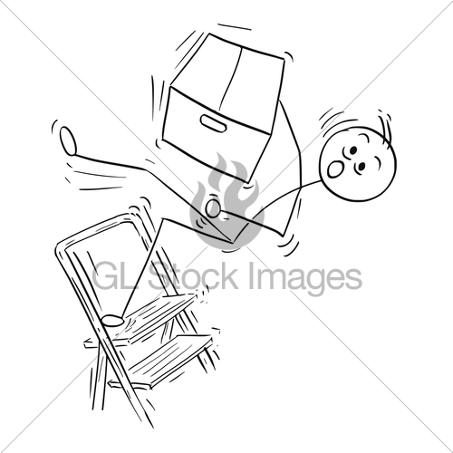 500x500 Vector Stick Man Cartoon Of Man Falling From Stepladder L Gl