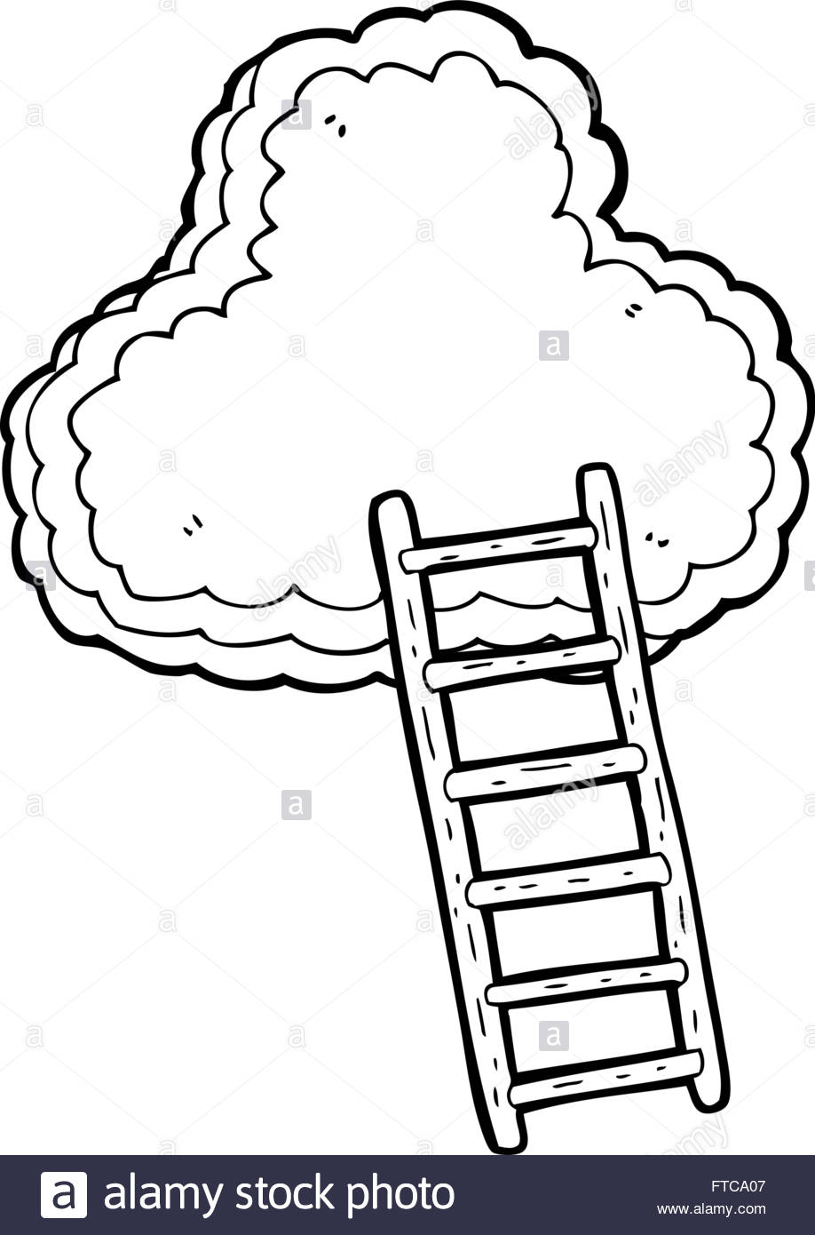 918x1390 Freehand Drawn Black And White Cartoon Ladder To Heaven Stock