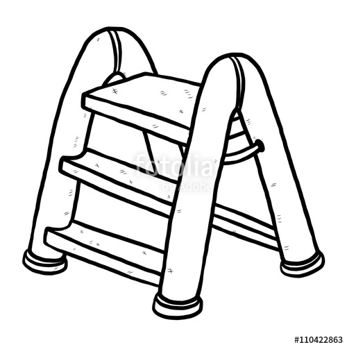 500x500 Long Ladder Cartoon Vector And Illustration, Black And White
