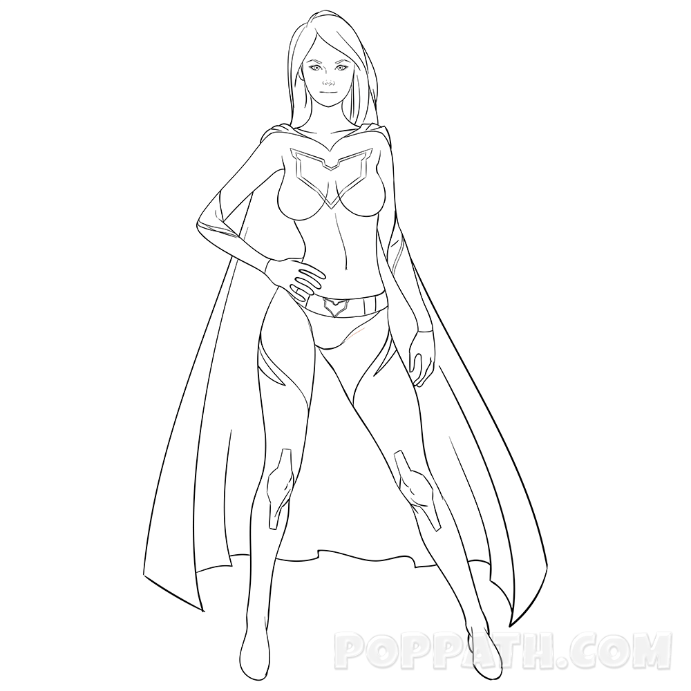 1000x1000 How To Draw A Super Lady Superhero Pop Path