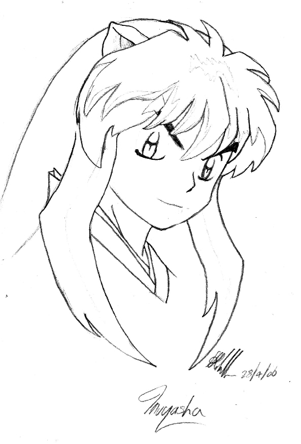 593x875 Inuyasha's Face By Lady Dragonstrike