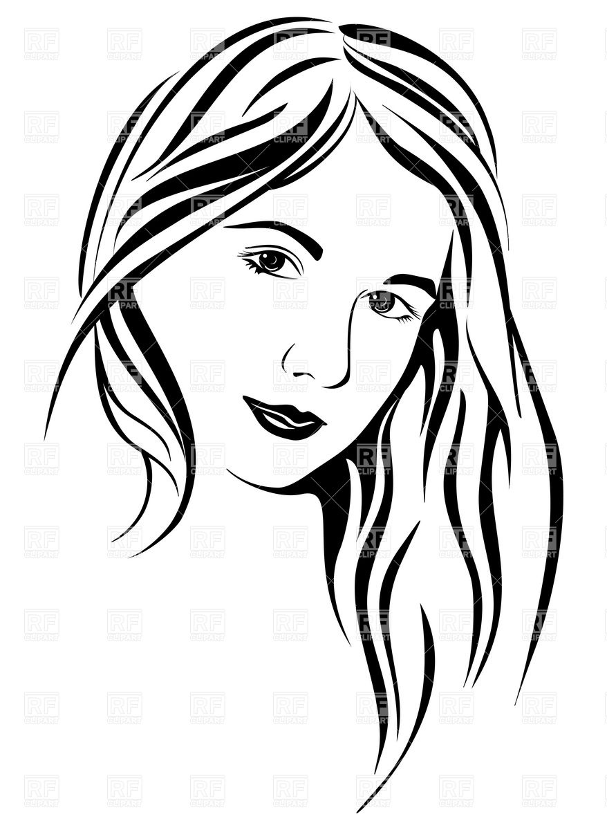 878x1200 Lady Face Clipart Black And White