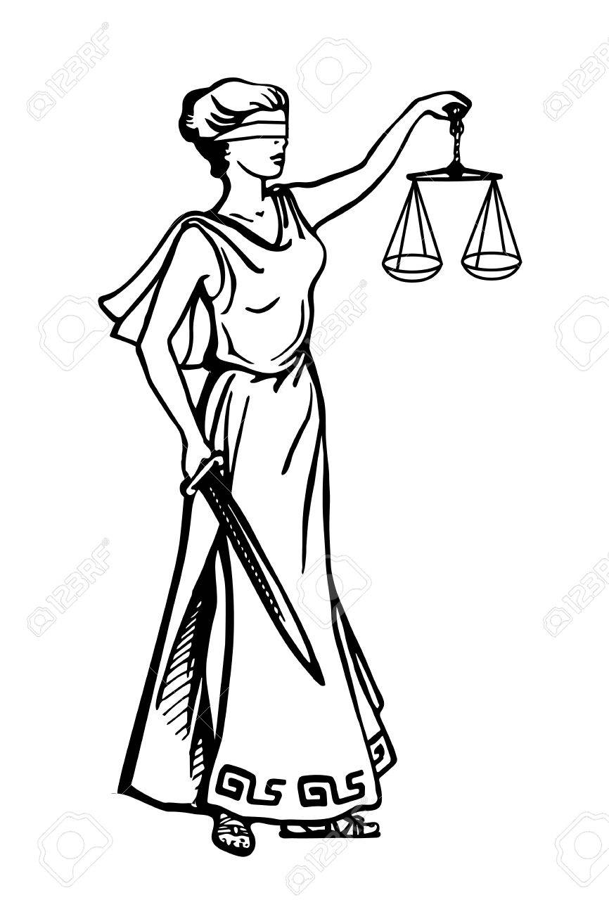 866x1300 Illustration Of Lady Justice Holding Scales And Sword And Wearing