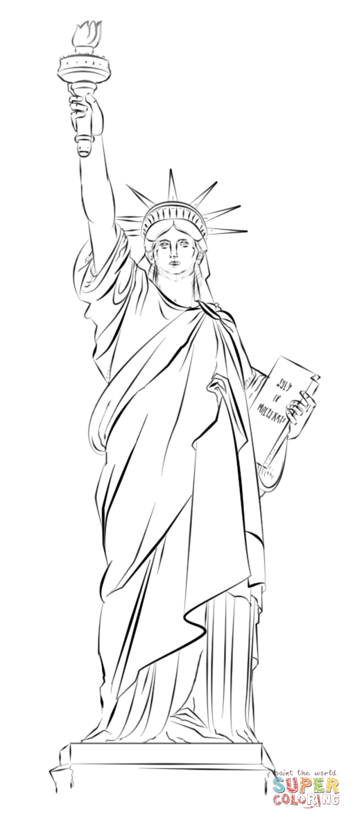 512x1186 Statue Of Liberty In New York Coloring Page Free Printable