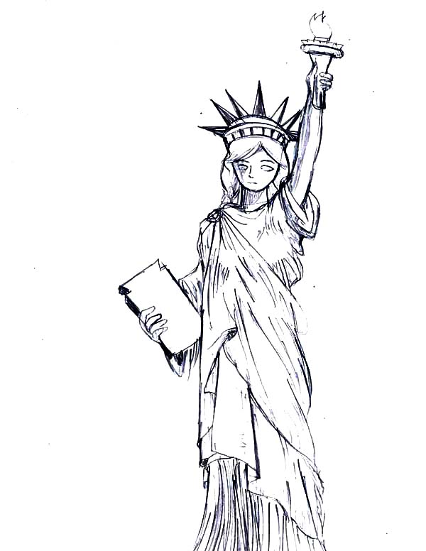 600x776 Beautiful Statue Of Liberty Coloring Page