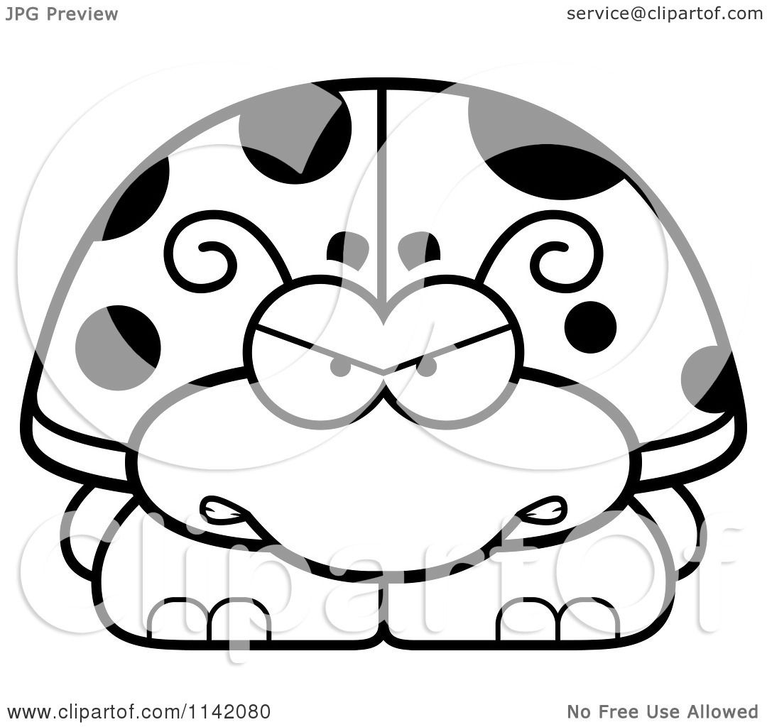 1080x1024 Cartoon Clipart Of A Black And White Angry Ladybug