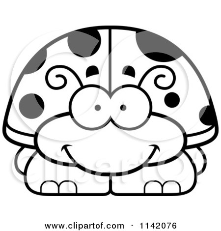 450x470 Cartoon Clipart Of A Black And White Happy Ladybug