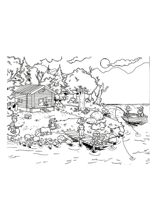 531x750 Coloring Page Vacation On The Lake