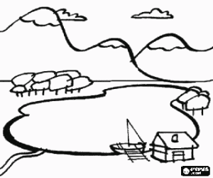 300x250 A Landscape With A Lake Coloring Page Printable Game