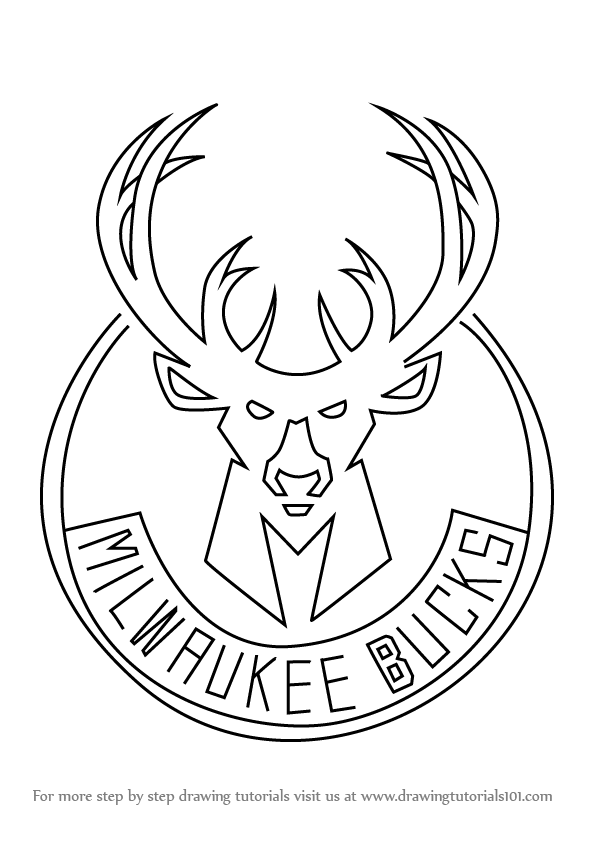 596x843 Learn How To Draw Milwaukee Bucks Logo (Nba) Step By Step