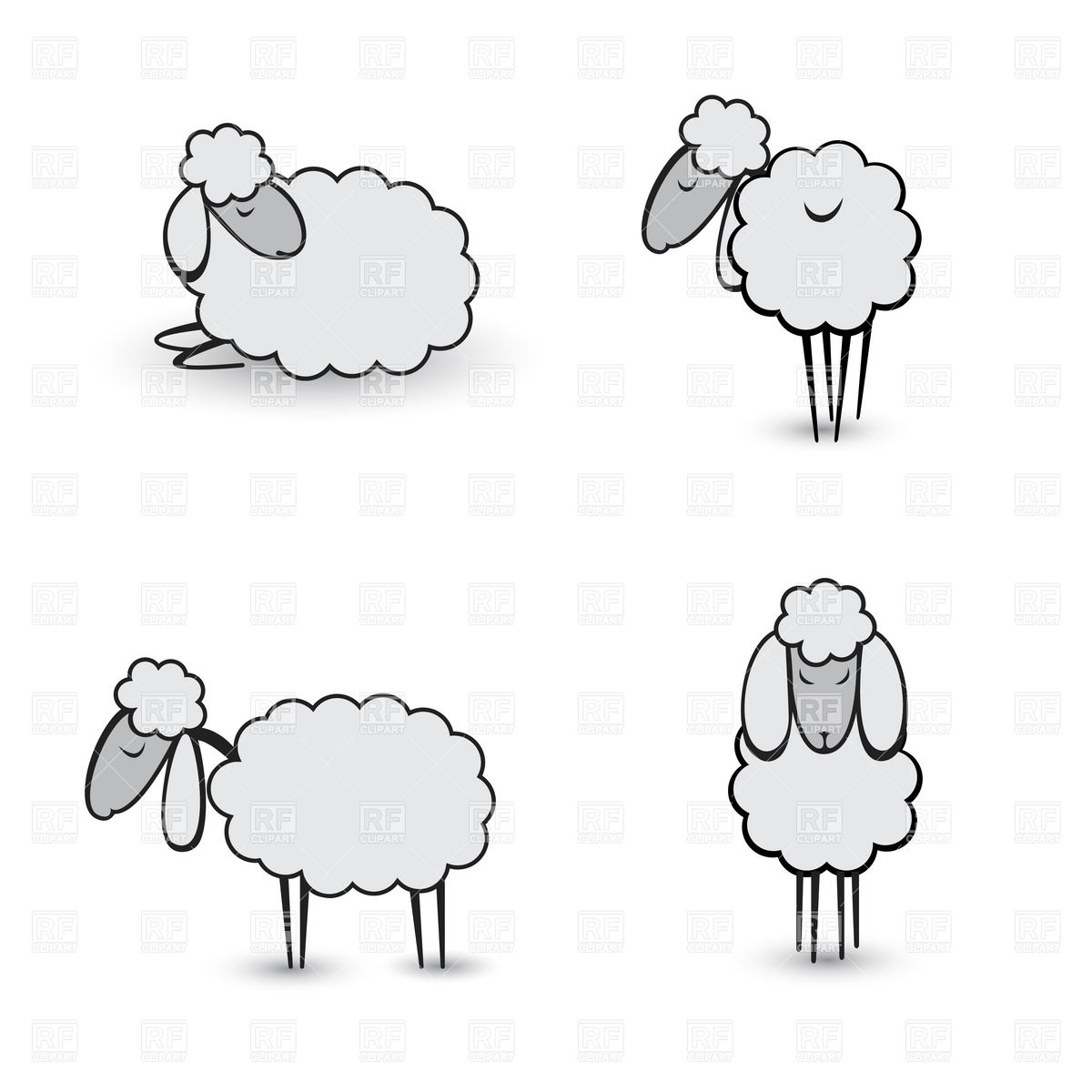 1200x1200 Cartoon Gray Sheep Or Lamb Royalty Free Vector Clip Art Image