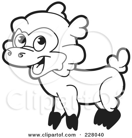 450x470 Coloring Page Outline Of A Happy Lamb Posters, Art Prints By Lal
