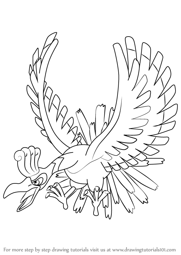 598x844 Learn How To Draw Ho Oh From Pokemon (Pokemon) Step By Step