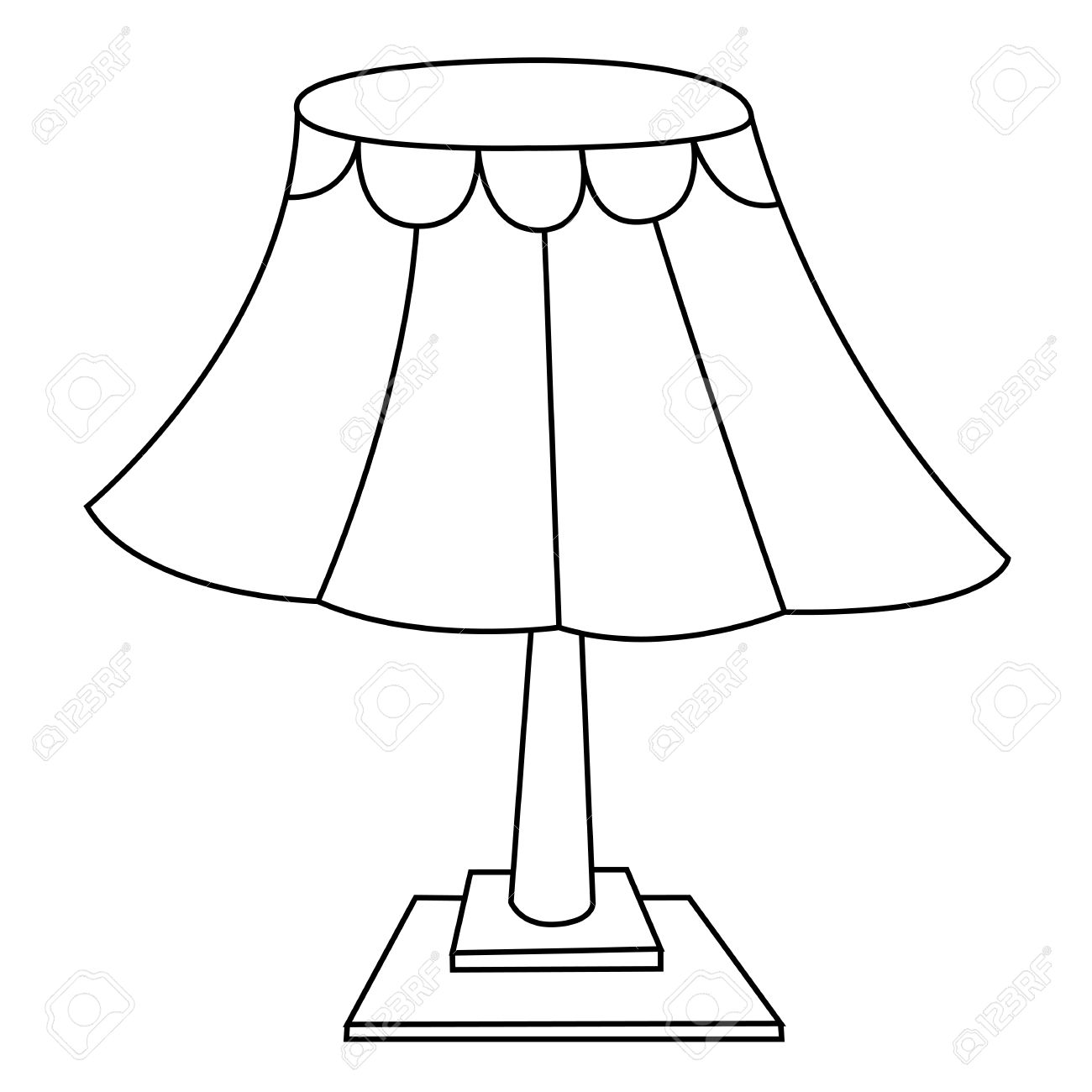 Lamp Clip Clipart Lamps Table Outline Colouring Cliparts Light Kids ...